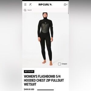 Woman’s Rip Curl Flash Bomb 5/4 Wetsuit in size 6